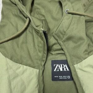 Zara Khaki Green Hooded Jacket